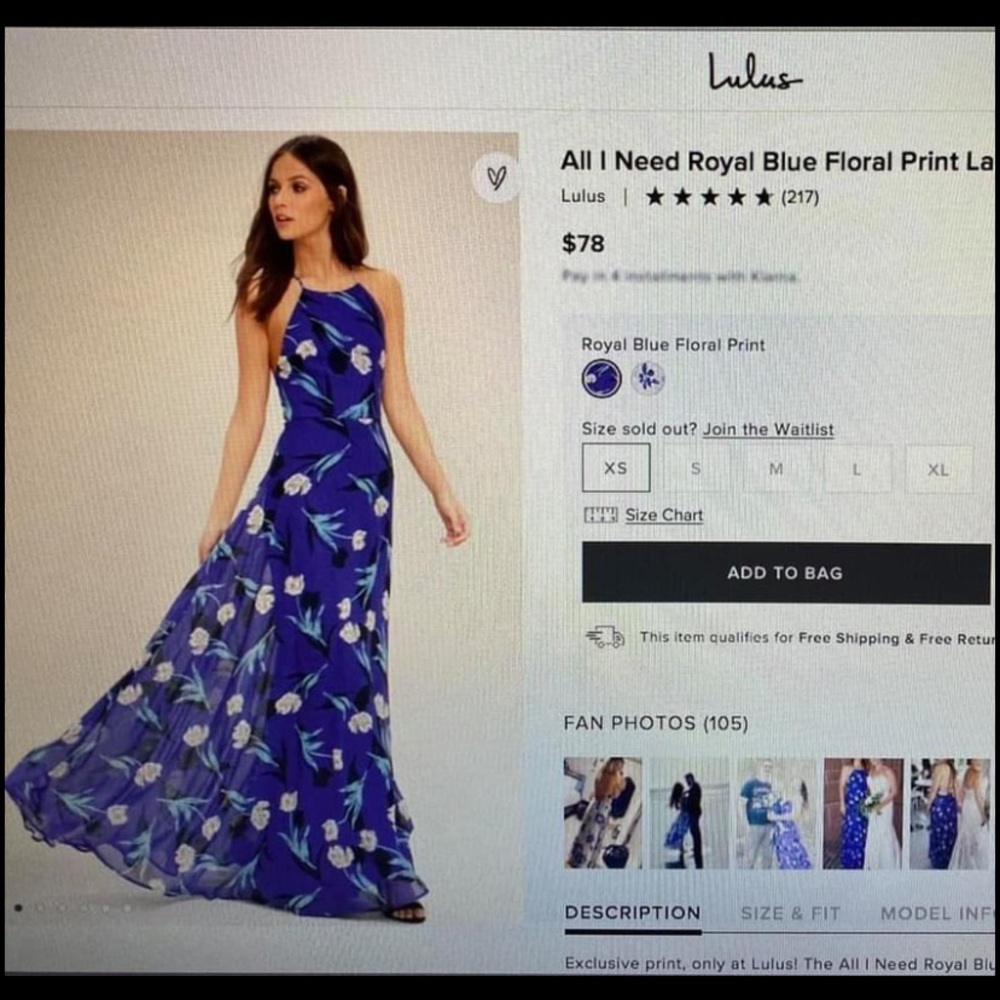 Lulus Royal Blue Floral Print Maxi Dress